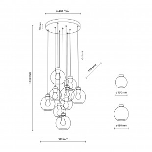 Lampa wisząca szklane kule Cubus IX 49cm multikolor TK Lighting