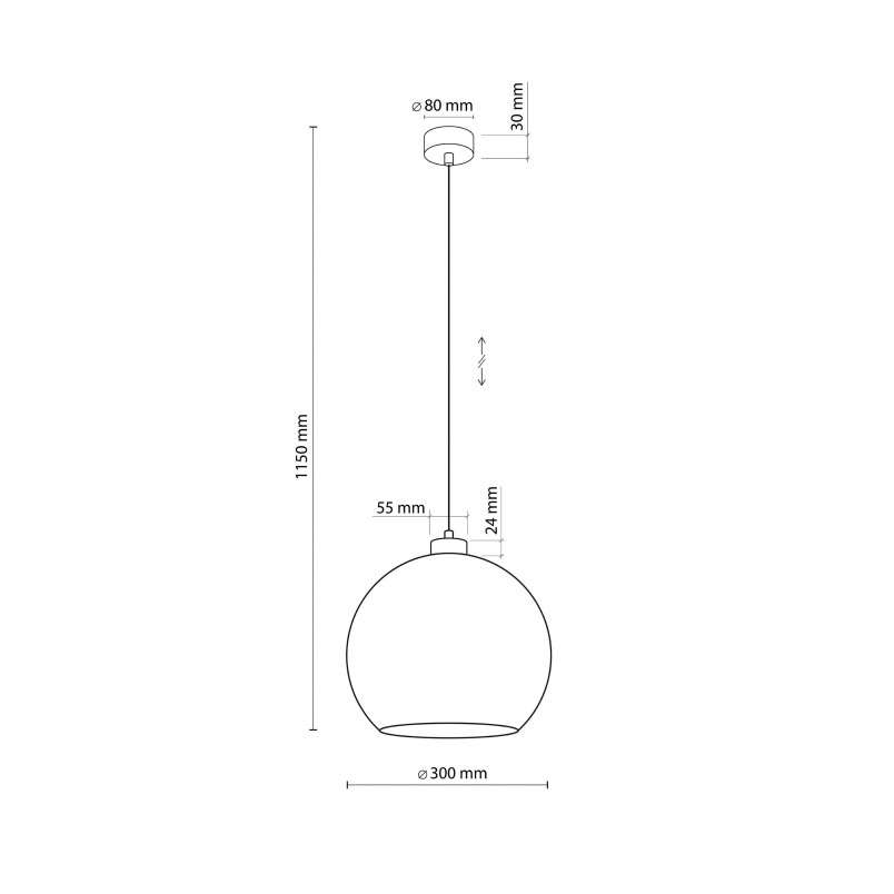 Lampa wisząca szklana kula Cubus 30cm zielona TK Lighting