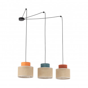 Lampa wisząca boho 3 punktowa pająk Duo 400cm juta / multikolor TK Lighting