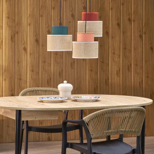 Lampa wisząca boho 3 punktowa Duo 35cm juta / multikolor TK Lighting