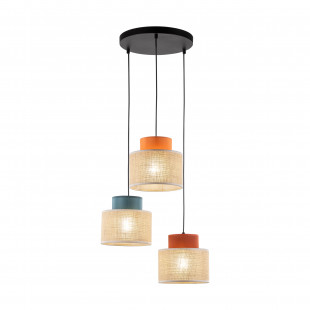 Lampa wisząca boho 3 punktowa Duo 35cm juta / multikolor TK Lighting