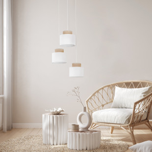 Lampa wisząca boho 3 punktowa Duo 35cm juta / biały TK Lighting