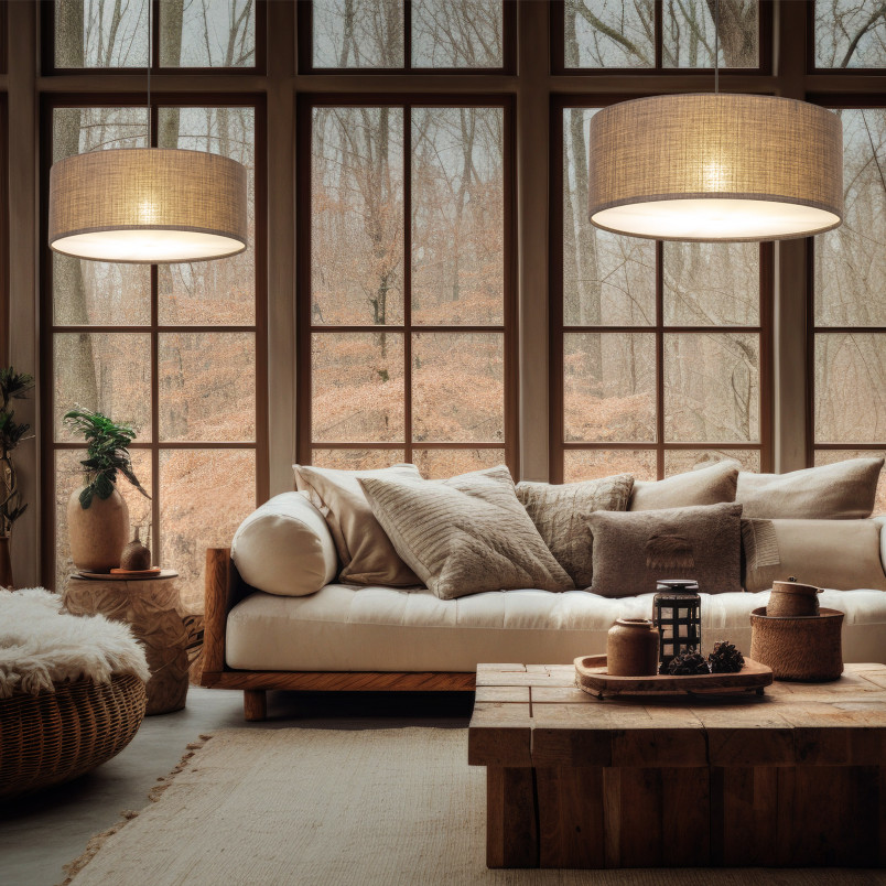 Lampa wisząca z abażurem Earth 50cm juta TK Lighting
