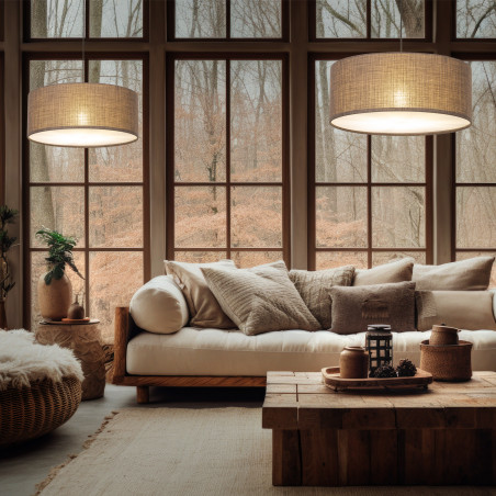 Lampa wisząca z abażurem Earth 50cm juta TK Lighting