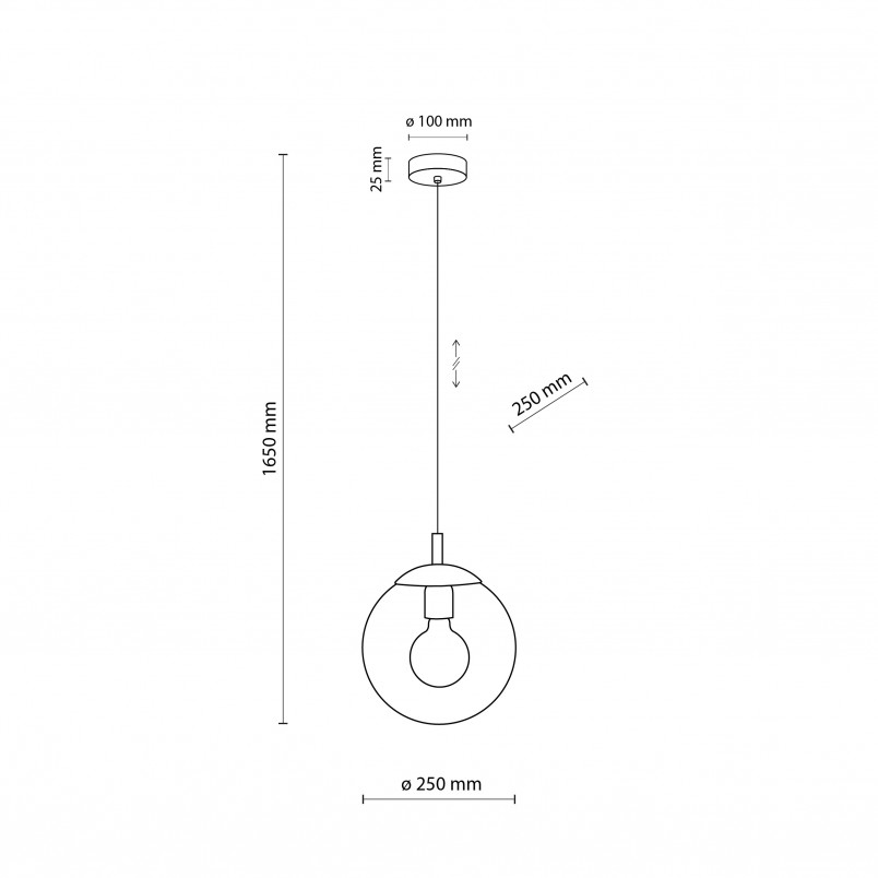 Lampa wisząca szklana kula Esme 25cm grafitowa TK Lighting