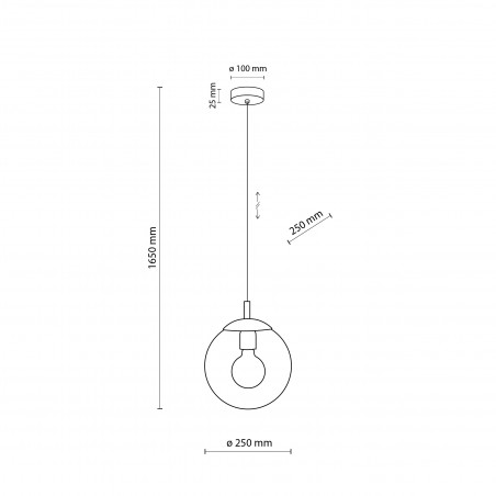 Lampa wisząca szklana kula Esme 25cm grafitowa TK Lighting