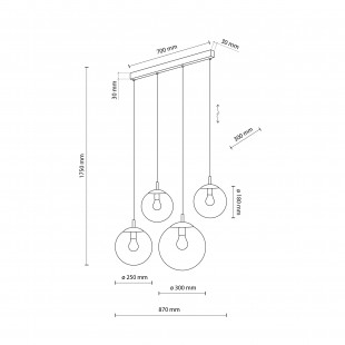 Lampa wisząca 4 szklane kule na listwie Esme 87cm grafitowa TK Lighting