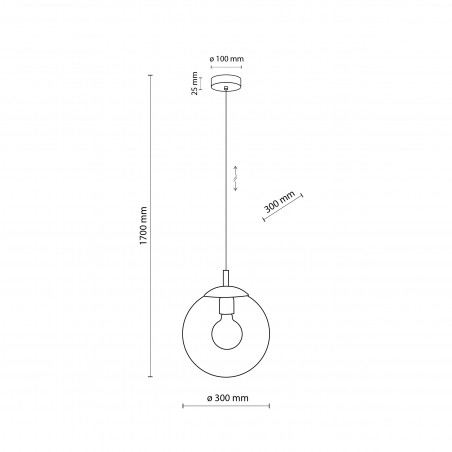 Lampa wisząca szklana kula Esme 25cm grafitowa TK Lighting