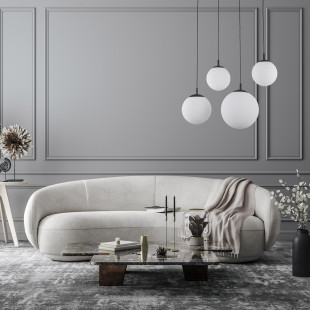 Lampa wisząca 4 szklane kule na listwie Esme 87cm biało-czarna TK Lighting