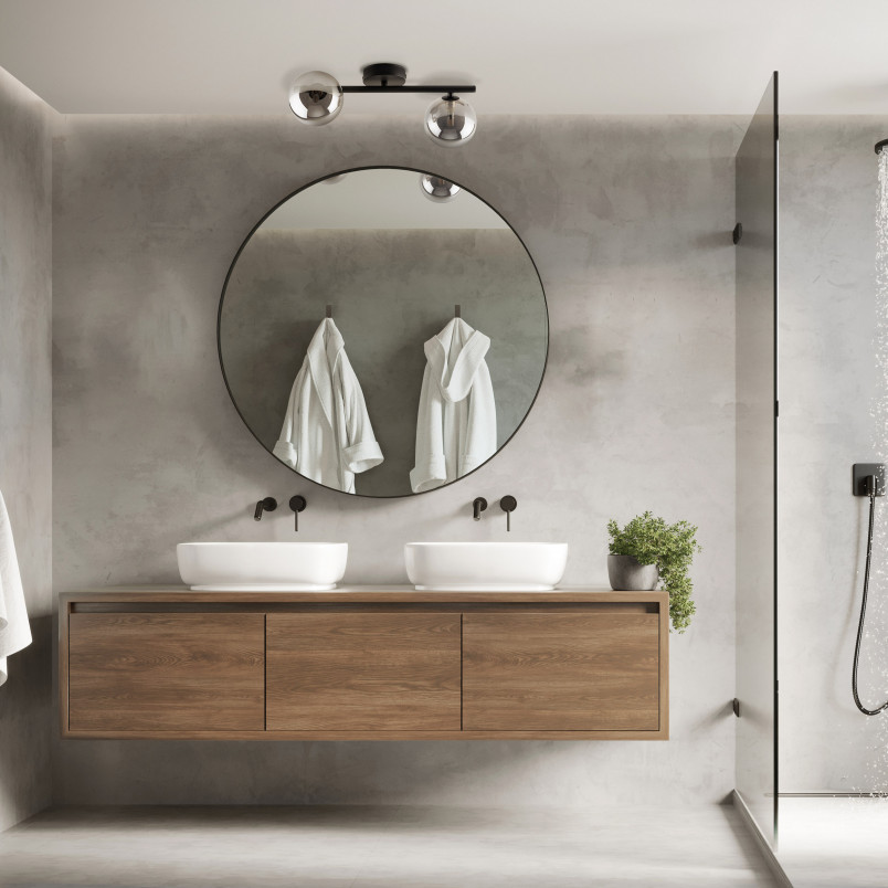 Plafon szklany 2 kule Estera grafit lustrzany / czarny TK Lighting