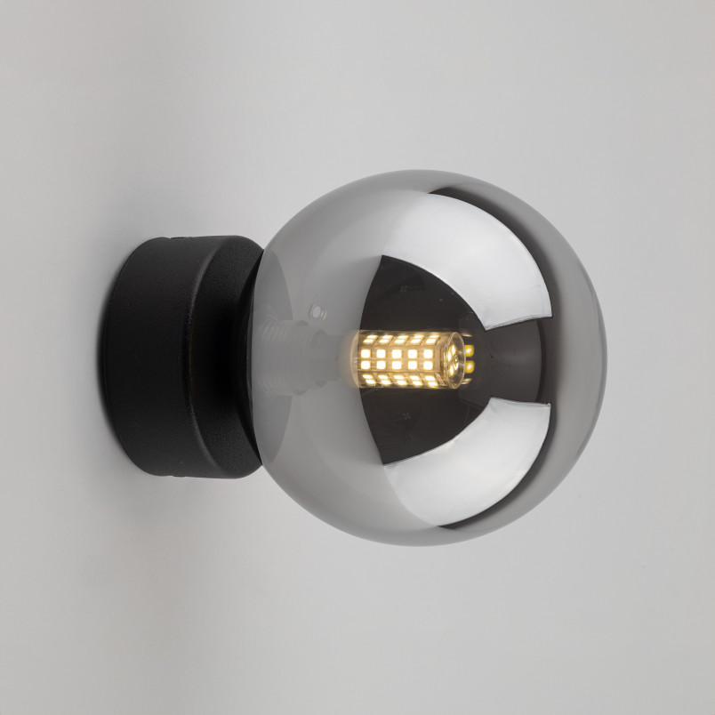 Kinkiet szklana kula Estera grafit lustrzany / czarny TK Lighting