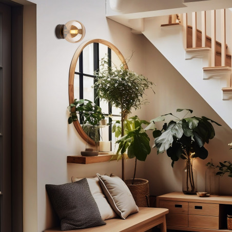 Kinkiet szklana kula Estera bursztynowy / brąz TK Lighting