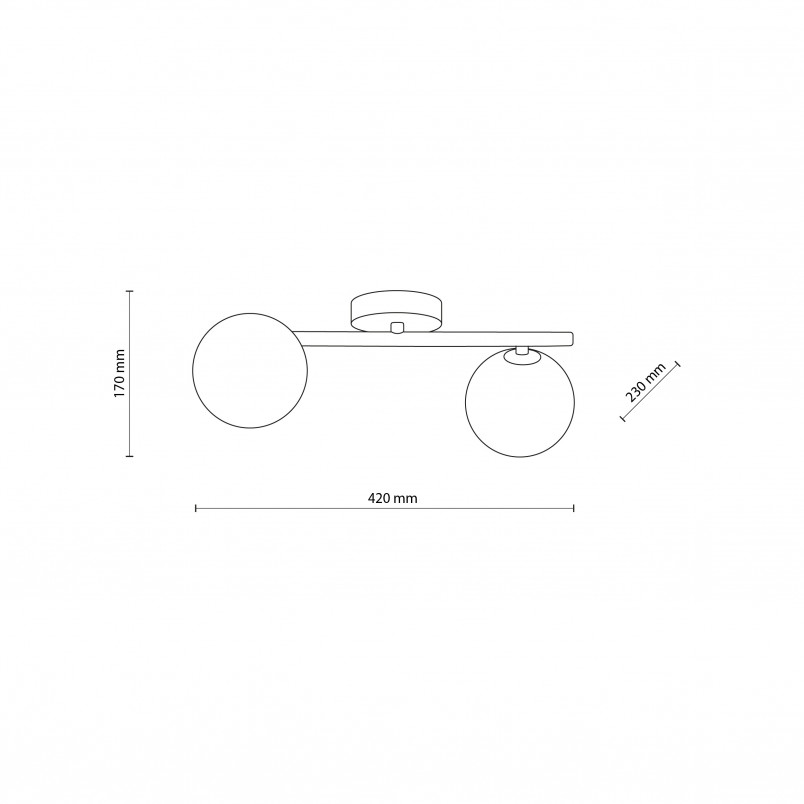 Plafon szklany 2 kule Estera grafit lustrzany / czarny TK Lighting