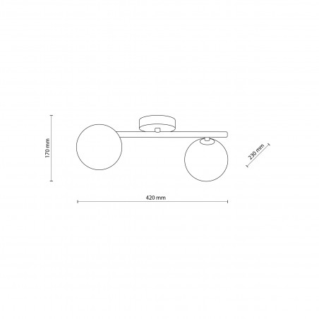 Plafon szklany 2 kule Estera grafit lustrzany / czarny TK Lighting