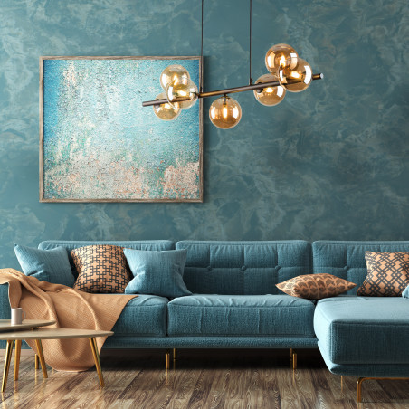 Lampa wisząca szklana 7 kul Estera 90cm bursztynowy / brąz TK Lighting