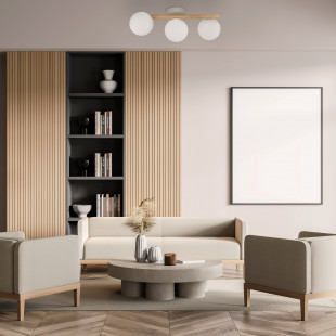 Plafon szklany 3 kule Estera biały / sosna TK Lighting