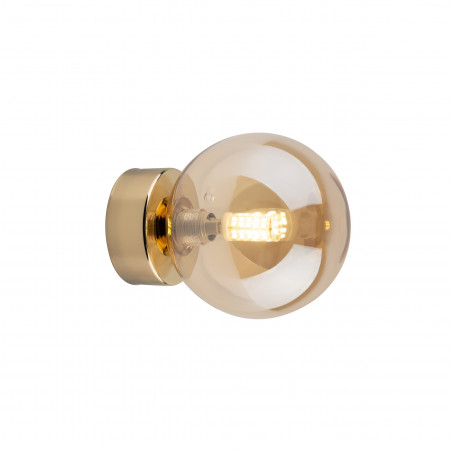 Kinkiet szklana kula Estera bursztynowy / złoty TK Lighting