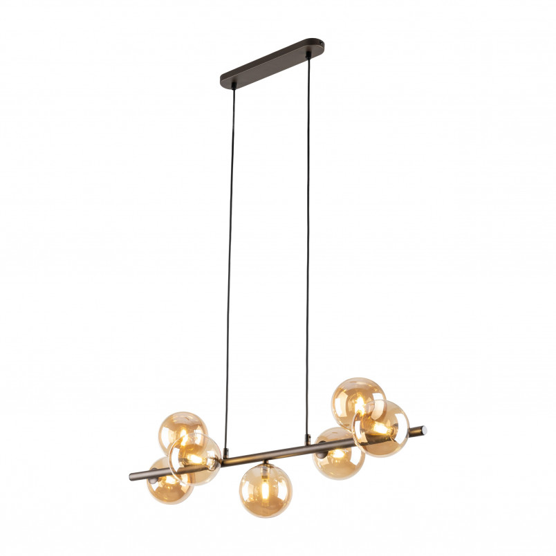 Lampa wisząca szklana 7 kul Estera 90cm bursztynowy / brąz TK Lighting