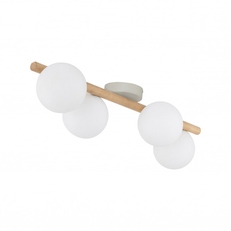 Plafon szklany 4 kule Estera biały / sosna TK Lighting