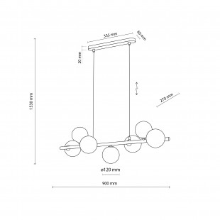 Lampa wisząca szklana 7 kul Estera 90cm bursztynowy / brąz TK Lighting