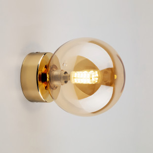 Kinkiet szklana kula Estera bursztynowy / złoty TK Lighting