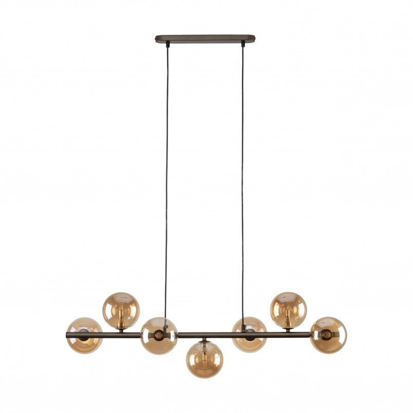 Lampa wisząca szklana 7 kul Estera 90cm bursztynowy / brąz TK Lighting