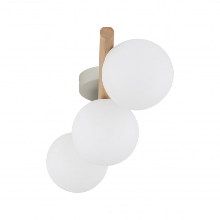 Plafon szklany 3 kule Estera biały / sosna TK Lighting