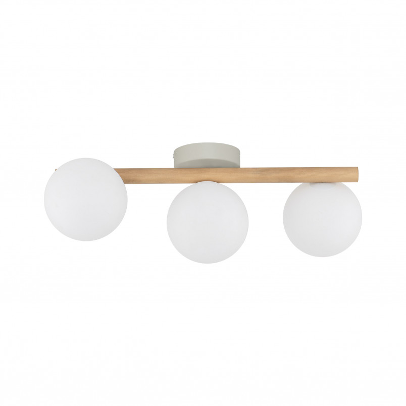 Plafon szklany 3 kule Estera biały / sosna TK Lighting