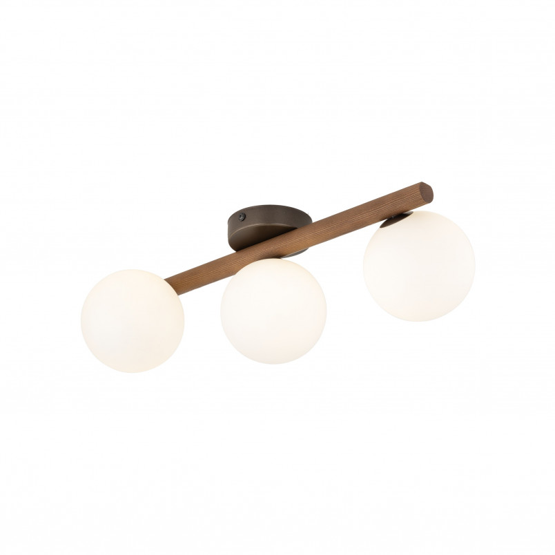 Plafon szklany 3 kule Estera biały / orzech TK Lighting