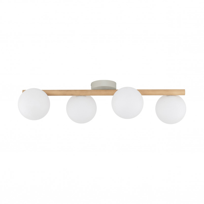 Plafon szklany 4 kule Estera biały / sosna TK Lighting