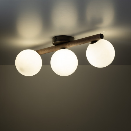 Plafon szklany 3 kule Estera biały / orzech TK Lighting