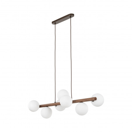 Lampa wisząca szklana 7 kul Estera 90cm biały / orzech TK Lighting