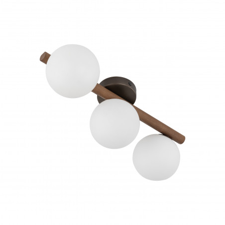 Plafon szklany 3 kule Estera biały / orzech TK Lighting