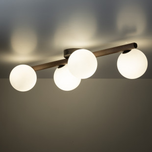 Plafon szklany 4 kule Estera biały / orzech TK Lighting