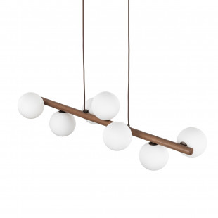 Lampa wisząca szklana 7 kul Estera 90cm biały / orzech TK Lighting