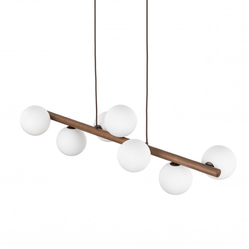Lampa wisząca szklana 7 kul Estera 90cm biały / orzech TK Lighting