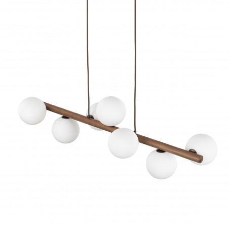Lampa wisząca szklana 7 kul Estera 90cm biały / orzech TK Lighting