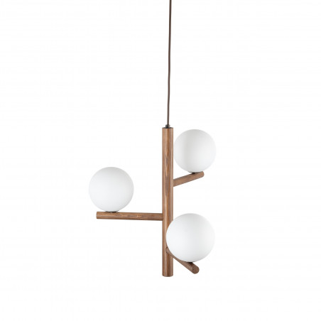 Lampa wisząca szklana 3 kule Estera 33cm biały / orzech TK Lighting
