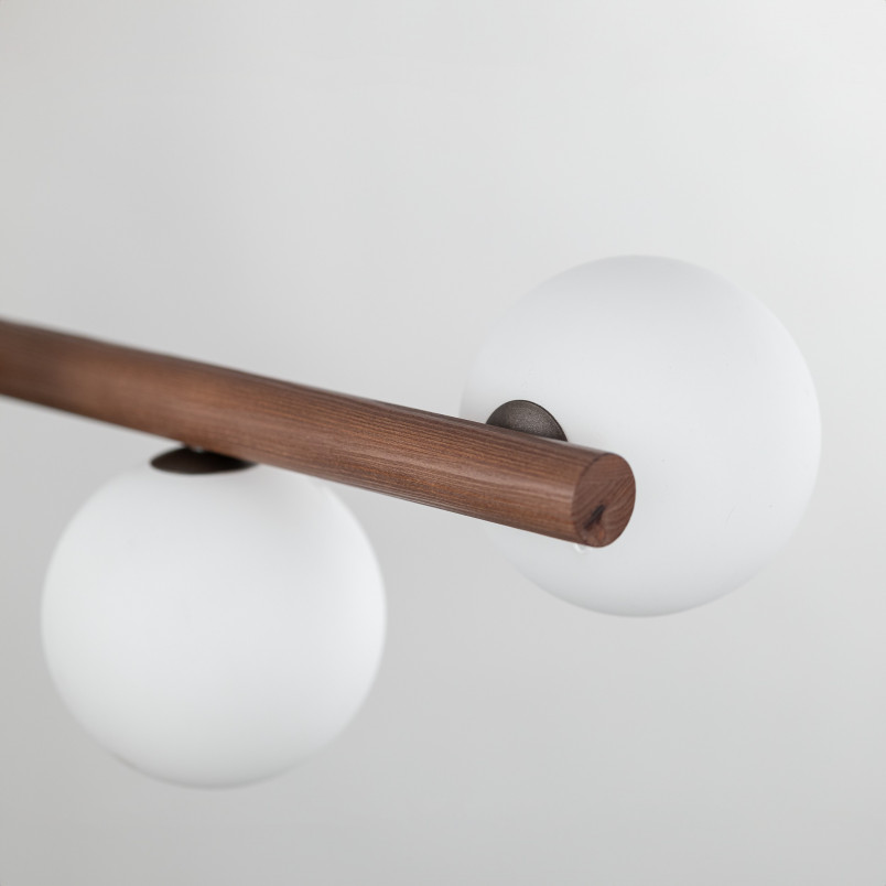 Lampa wisząca szklana 7 kul Estera 90cm biały / orzech TK Lighting