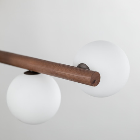Lampa wisząca szklana 7 kul Estera 90cm biały / orzech TK Lighting
