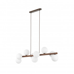 Lampa wisząca szklana 9 kul Estera 117cm biały / orzech TK Lighting