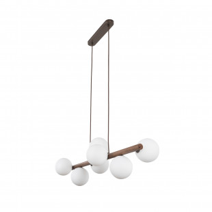 Lampa wisząca szklana 7 kul Estera 90cm biały / orzech TK Lighting