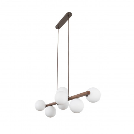 Lampa wisząca szklana 7 kul Estera 90cm biały / orzech TK Lighting