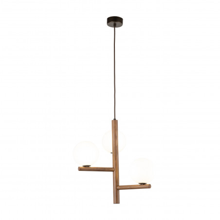 Lampa wisząca szklana 3 kule Estera 33cm biały / orzech TK Lighting