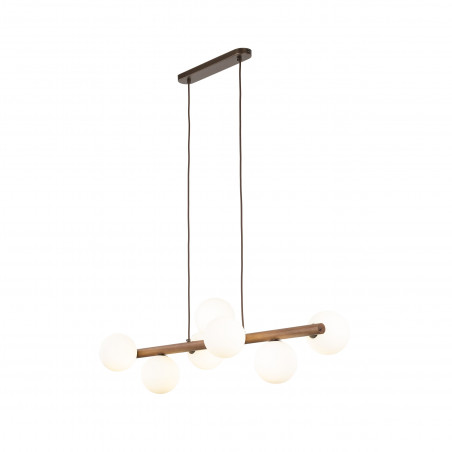 Lampa wisząca szklana 7 kul Estera 90cm biały / orzech TK Lighting