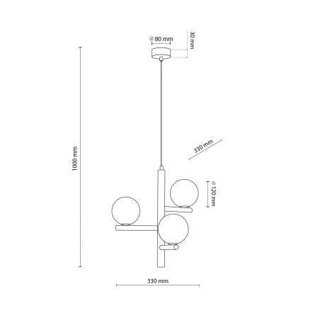 Lampa wisząca szklana 3 kule Estera 33cm biały / orzech TK Lighting