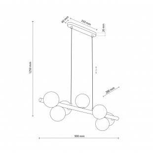 Lampa wisząca szklana 7 kul Estera 90cm biały / orzech TK Lighting