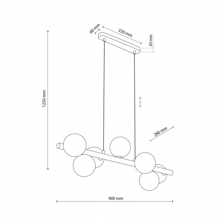 Lampa wisząca szklana 7 kul Estera 90cm biały / orzech TK Lighting