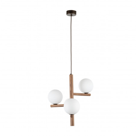 Lampa wisząca szklana 3 kule Estera 33cm biały / orzech TK Lighting