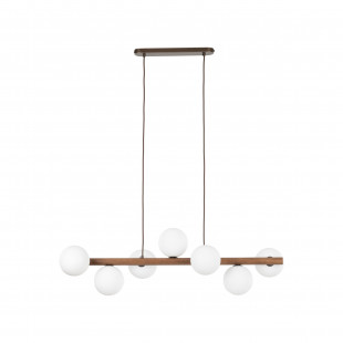 Lampa wisząca szklana 7 kul Estera 90cm biały / orzech TK Lighting